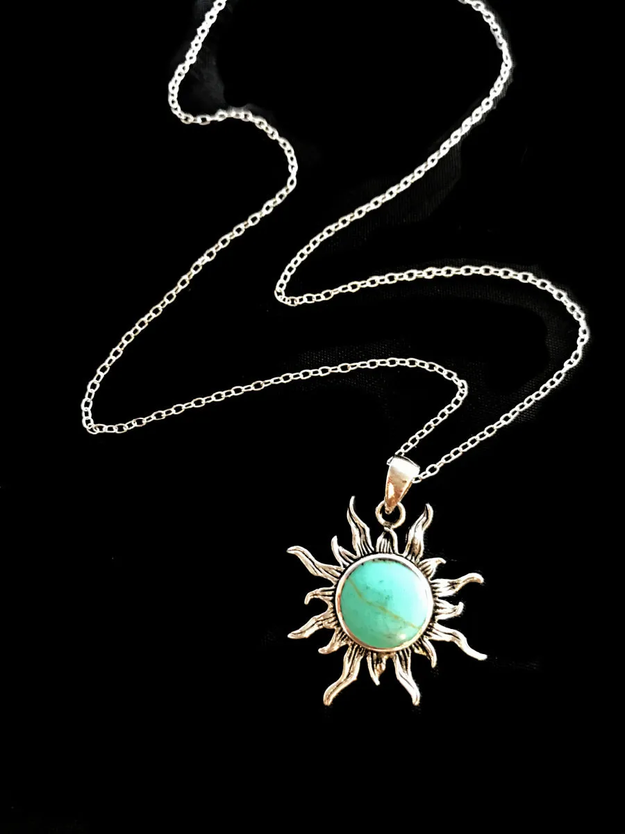 Turquoise Sun Pendant Necklace