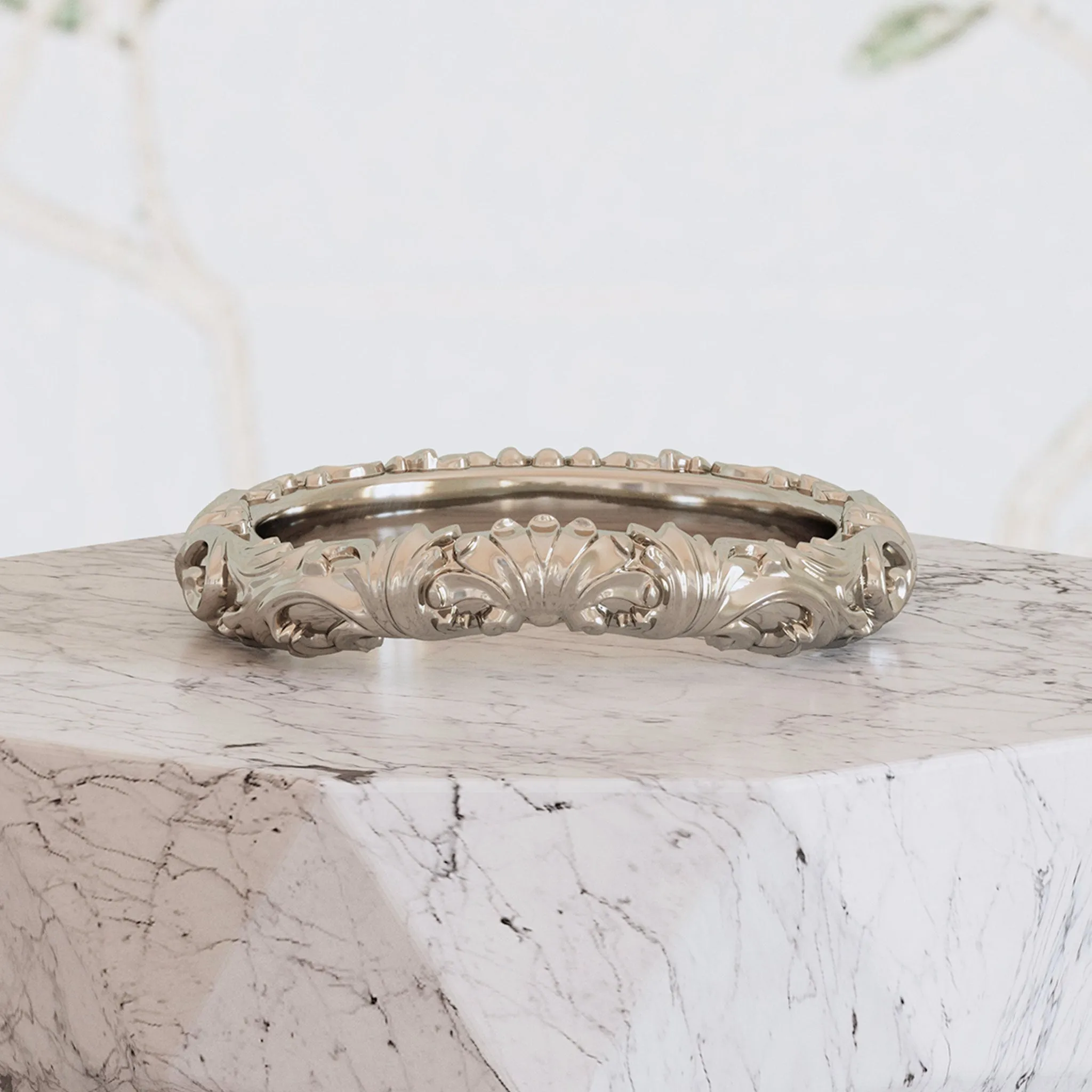 Vintage Flourish Contour Wedding Ring - Heloise