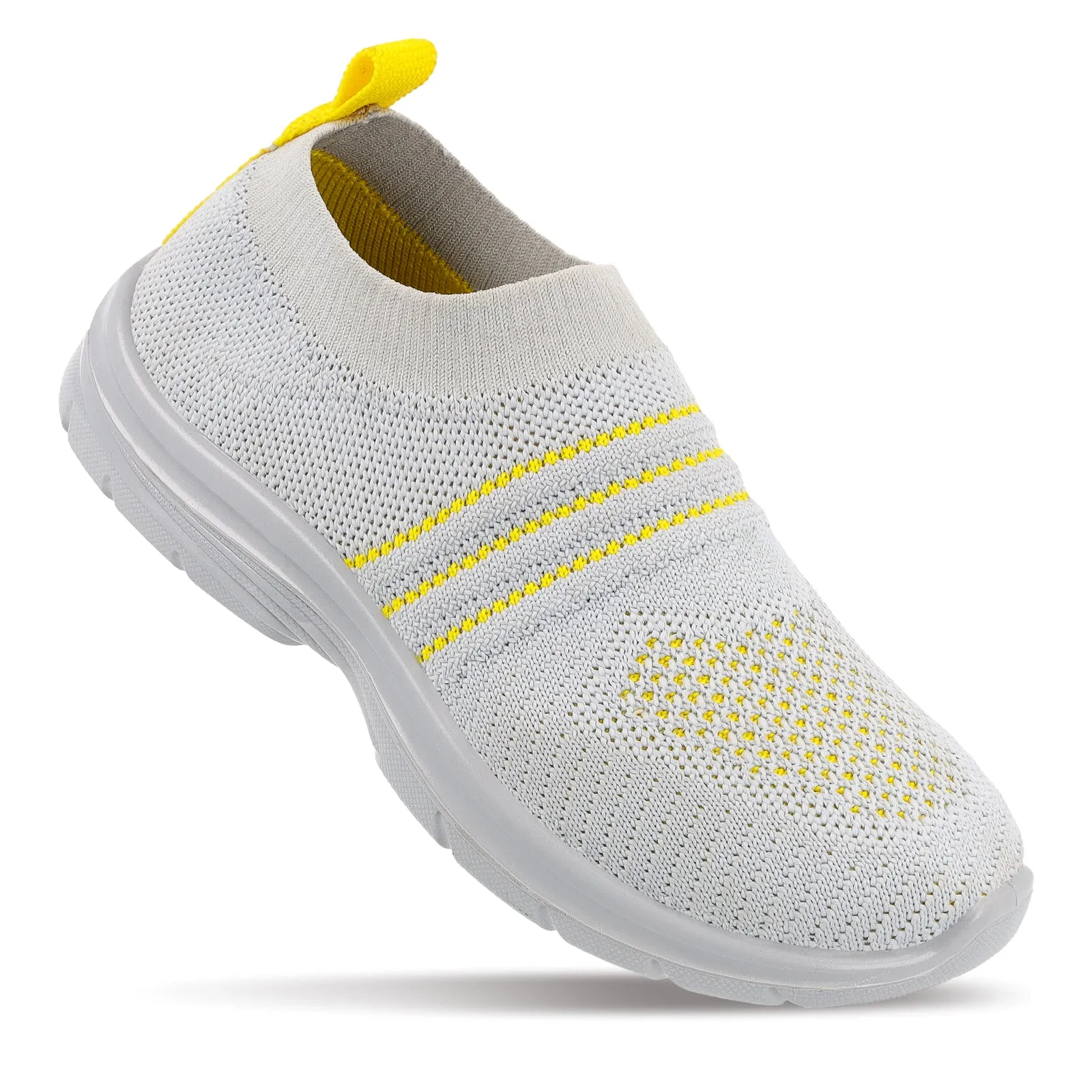 Walkaroo Kids Pull-on Sock Shoes - WK325 Grey Yellow