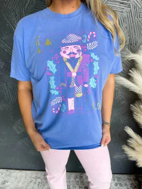 {WHAT'S CRACKIN' NUTCRACKER} Flo Blue Crew Neck Tee