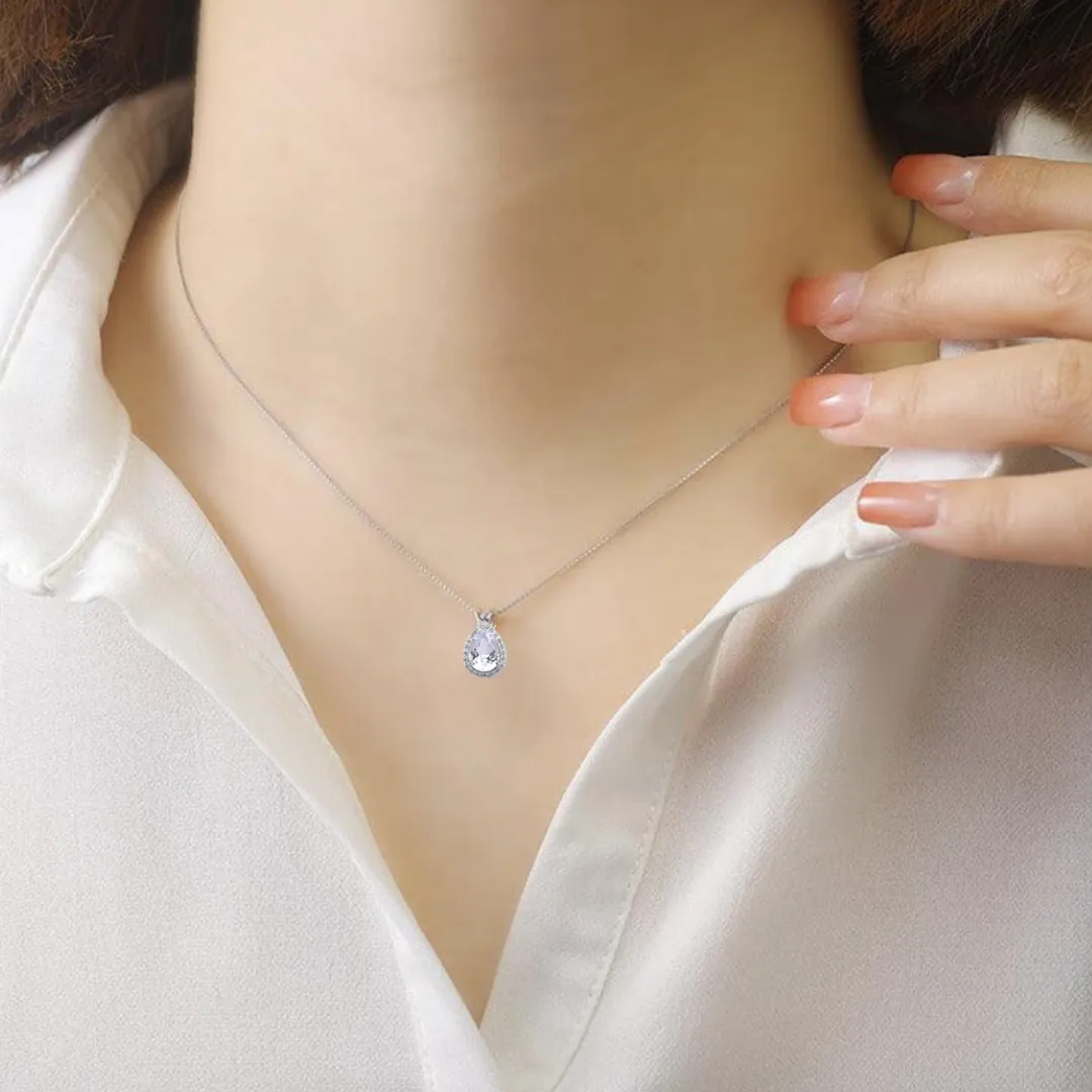 White Topaz Teardrop Necklace