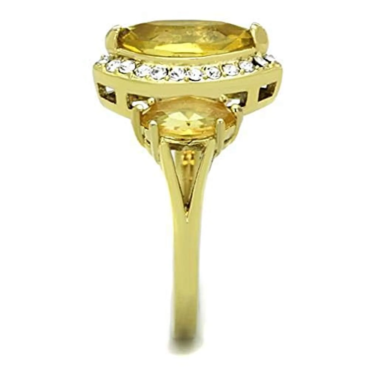 WildKlass Stainless Steel Ring IP Gold Women Synthetic Topaz