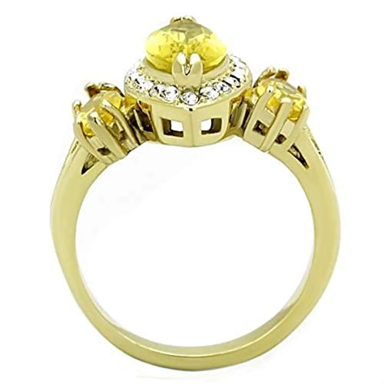 WildKlass Stainless Steel Ring IP Gold Women Synthetic Topaz