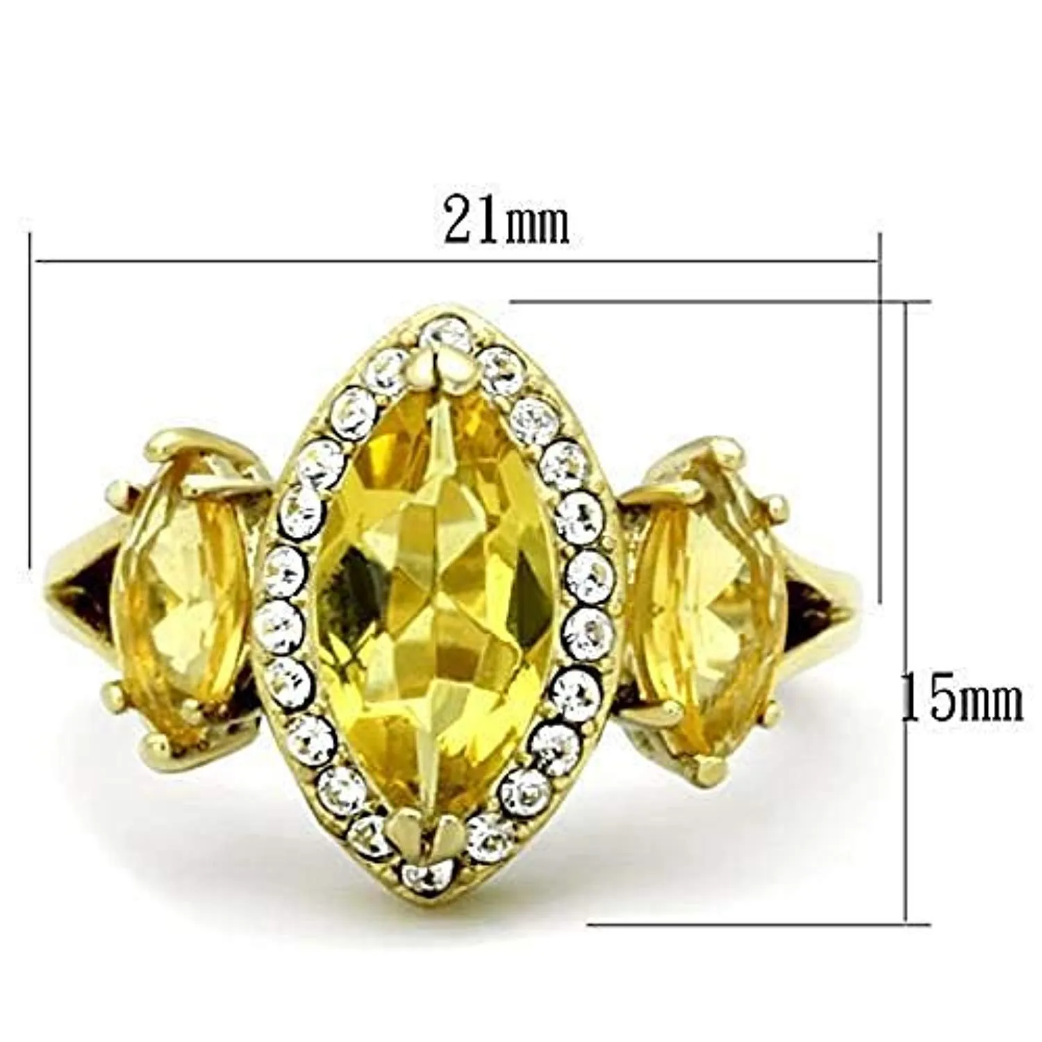 WildKlass Stainless Steel Ring IP Gold Women Synthetic Topaz