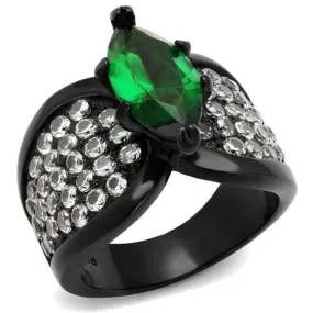 WildKlass Stainless Steel Ring IP Women Synthetic Emerald