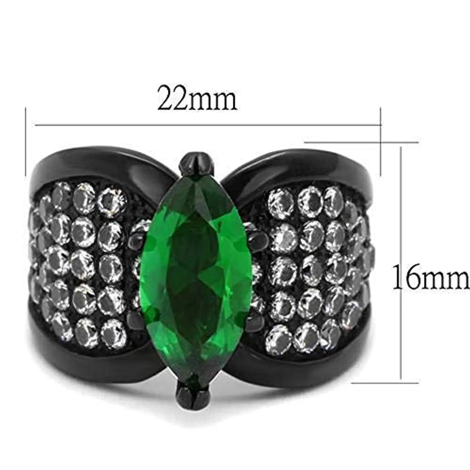 WildKlass Stainless Steel Ring IP Women Synthetic Emerald