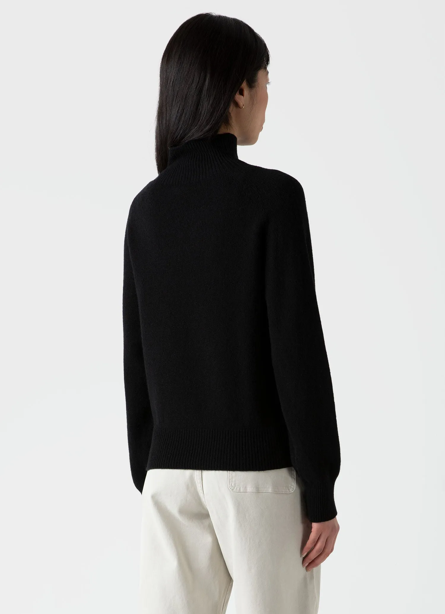 Women's Lambswool Funnel Neck Jumper in Black