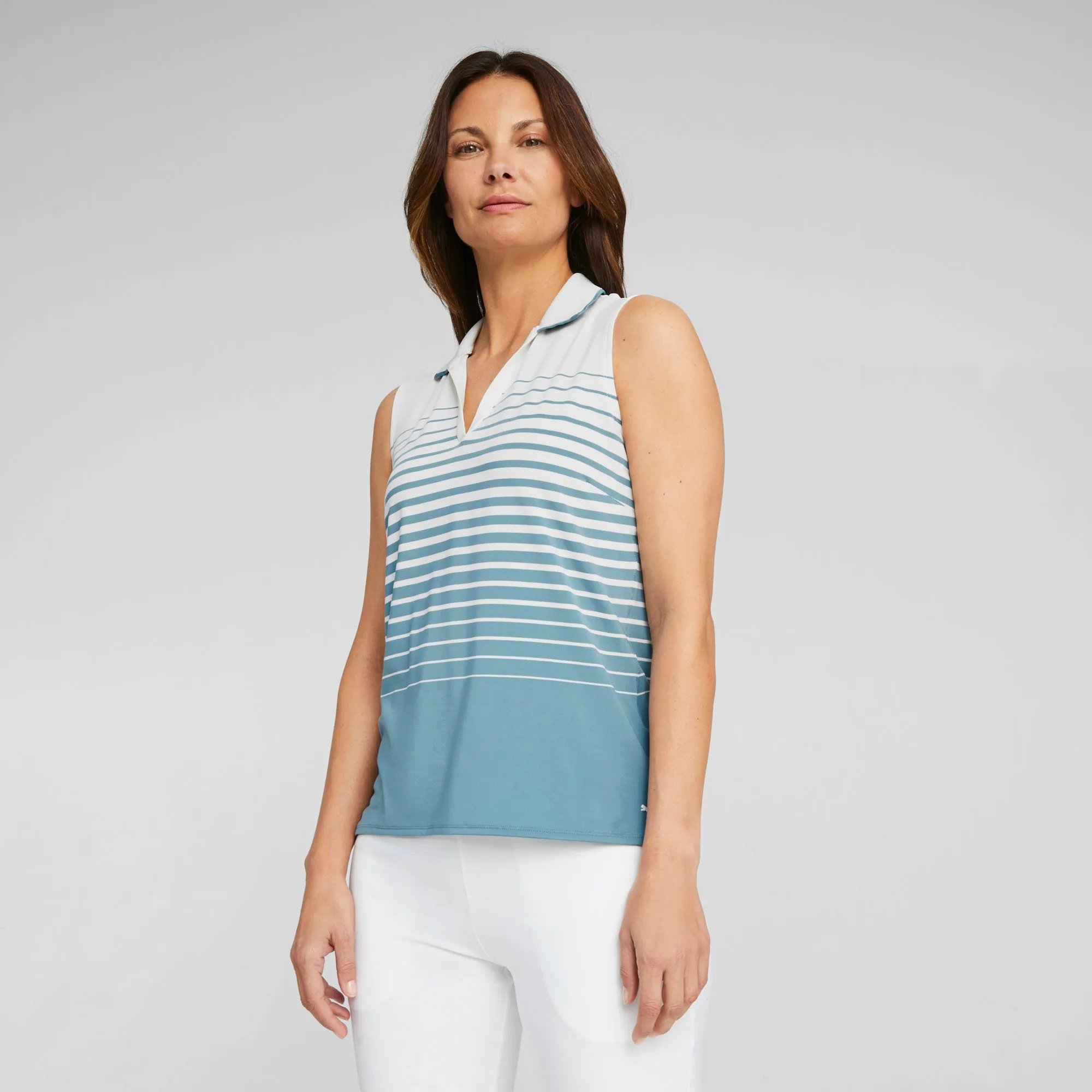 Women's MATTR Stripe Sleeveless Golf Polo