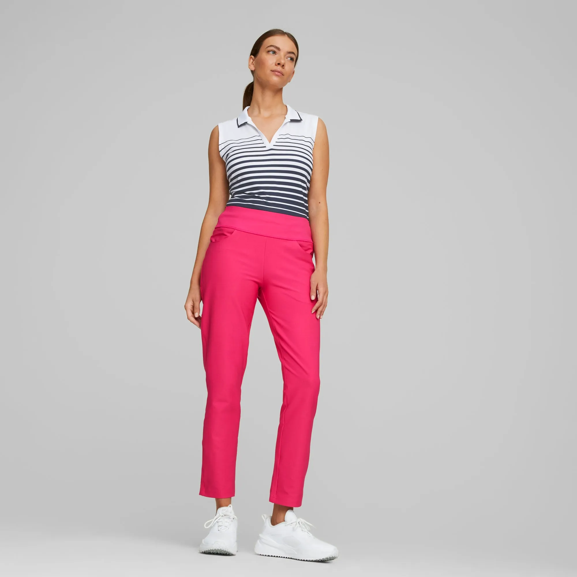 Women's MATTR Stripe Sleeveless Golf Polo